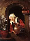 Famous Watering Paintings - Old Woman Watering Flowers